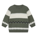 Grüner Strickpullover mit Zigzag-Muster und langen Ärmeln, ideal für Herbst- und Wintermode.
