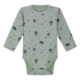 Grauer Baby-Body mit langen Ärmeln und niedlichem Heißluftballon- und Fahrzeugmuster – ideal für Neugeborene.