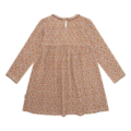Langärmliges Kinderkleid mit floralem Muster, ideale Herbstmode in warmen Farbtönen.