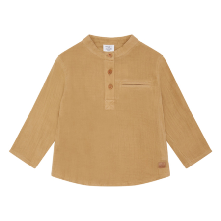 Jungenhemd aus Baumwolle in Beige mit Knopfleiste, langärmlig und elegant, perfekt für Freizeit- oder besondere Anlässe