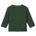 Grüner Strickpullover mit Rippenmuster, langärmlig und rundhalsausschnitt. Ideal für Herbst- und Wintermode.