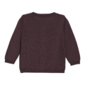 Brauner Strickpullover für Kinder, Rückansicht, mit langen Ärmeln und Rundhalsausschnitt.
