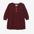Weinrotes Baby-Strickkleid mit Knopfleiste, langärmlig, ideal für Herbst-/Winterkollektion.