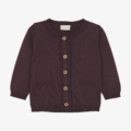 Braune Strickjacke für Kinder mit Holzknöpfen und Rundhalsausschnitt, perfekt für kühle Tage. Ideal für den Alltag.
