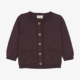 Braune Strickjacke für Kinder mit Holzknöpfen und Rundhalsausschnitt, perfekt für kühle Tage. Ideal für den Alltag.