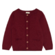 Roter Kinder-Cardigan mit Knopfleiste und Rundhalsausschnitt aus Strick, ideal für kühle Tage.